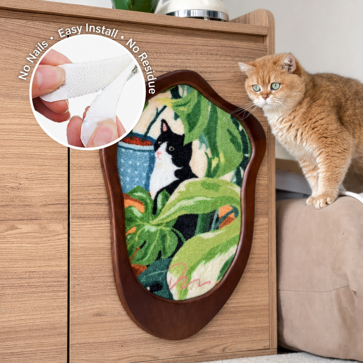 No-nail adhesive setup for Art Print Cat Scratcher