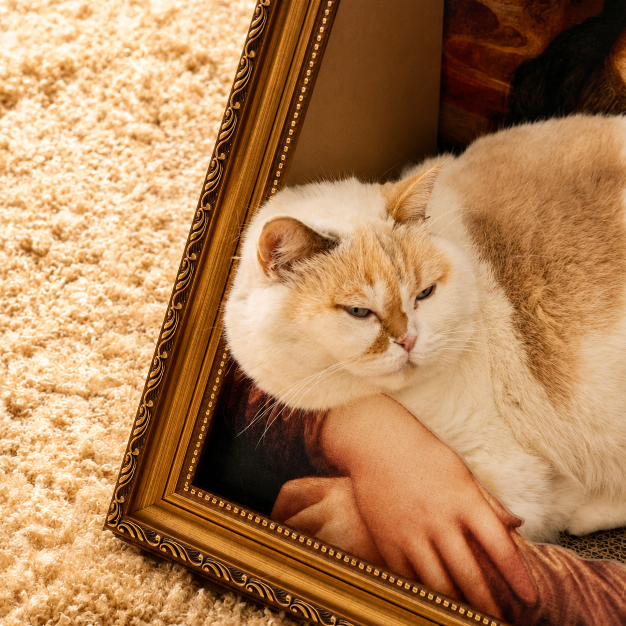 Close-up of cat resting on Mona Lisa Scratcher Bed insert