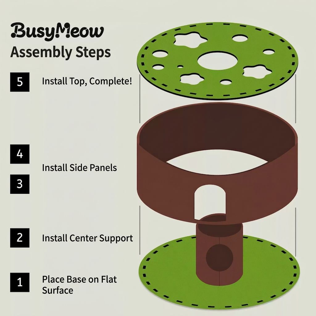 BusyMeow Garden Tunnel Den laser-cut felt construction with hand-stitched decorative edge detail