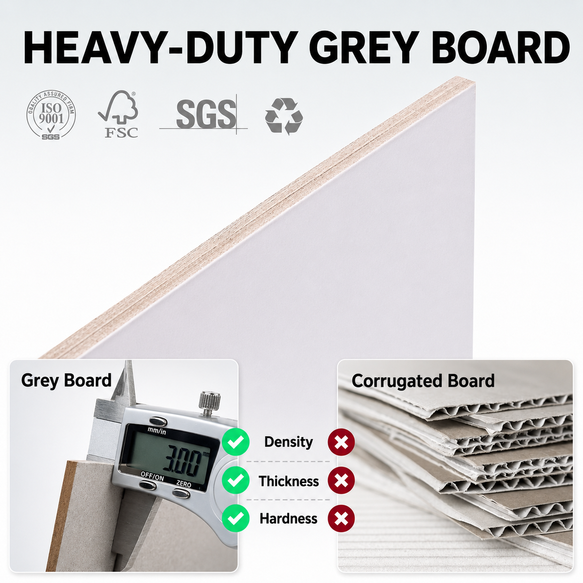 Blue Cat House heavy-duty reinforced grey board compared with corrugated board
