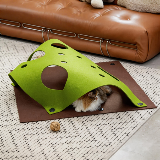 BusyMeow Felt Play Mat forest green cat tunnel configuration