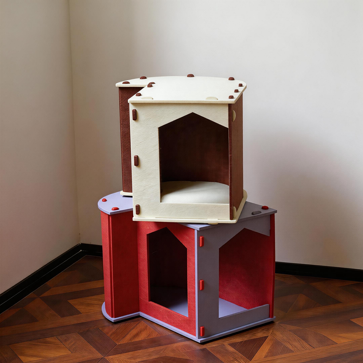 Scratch-resistant premium felt surface, durable heavy-duty BusyMeow modular cat house panel