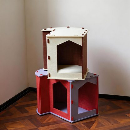 Scratch-resistant premium felt surface, durable heavy-duty BusyMeow modular cat house panel