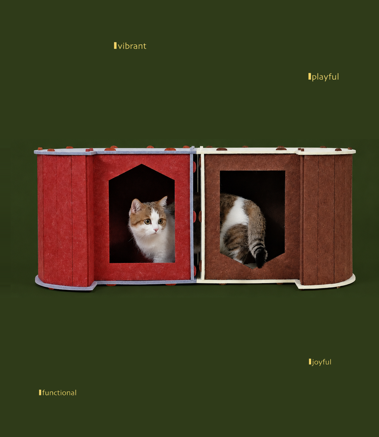 Modular Cat House connected side by side in both colorways