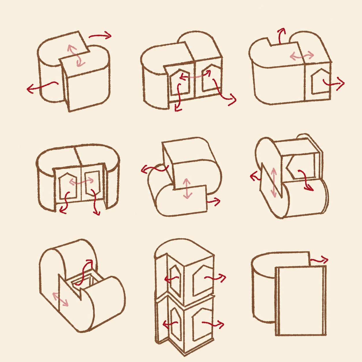 Modular Cat House layout diagram showing connect stack and tunnel options